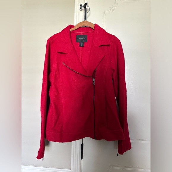 Tahari Wool Blend Moto Jacket - Picture 2 of 8